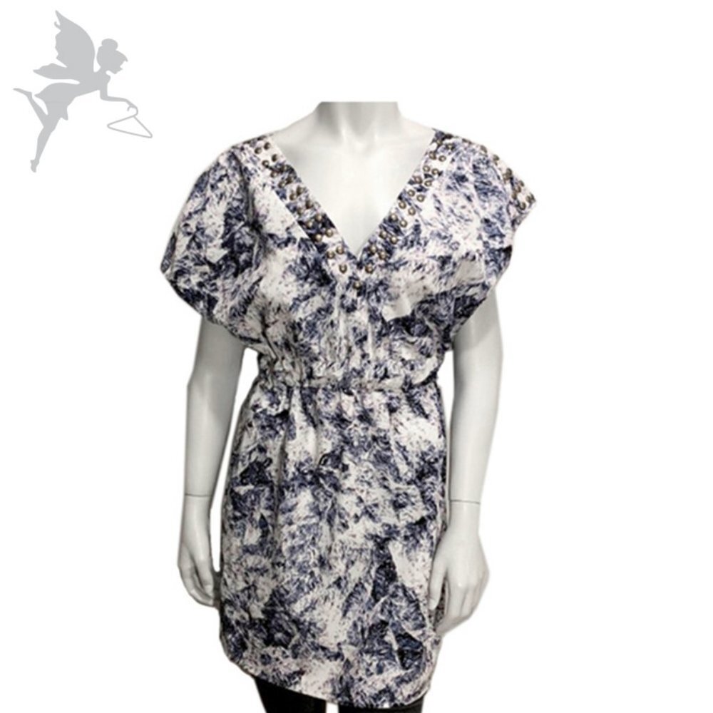 MINKPINK Double V Neck Studded Shoulder Mini Dress